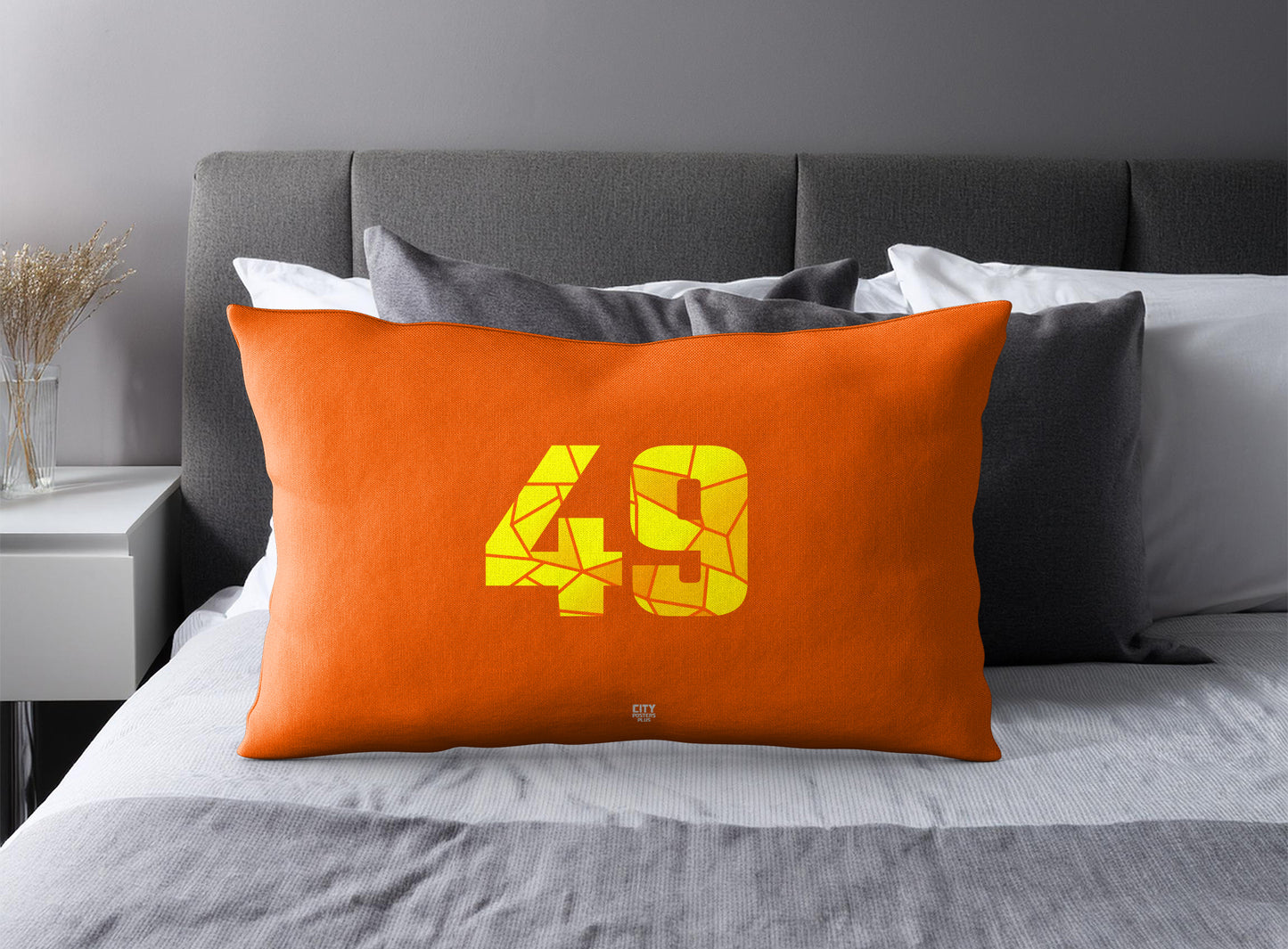 Print Deliver Plus 49 Number Pillow Case and Pillow Throw (Orange)