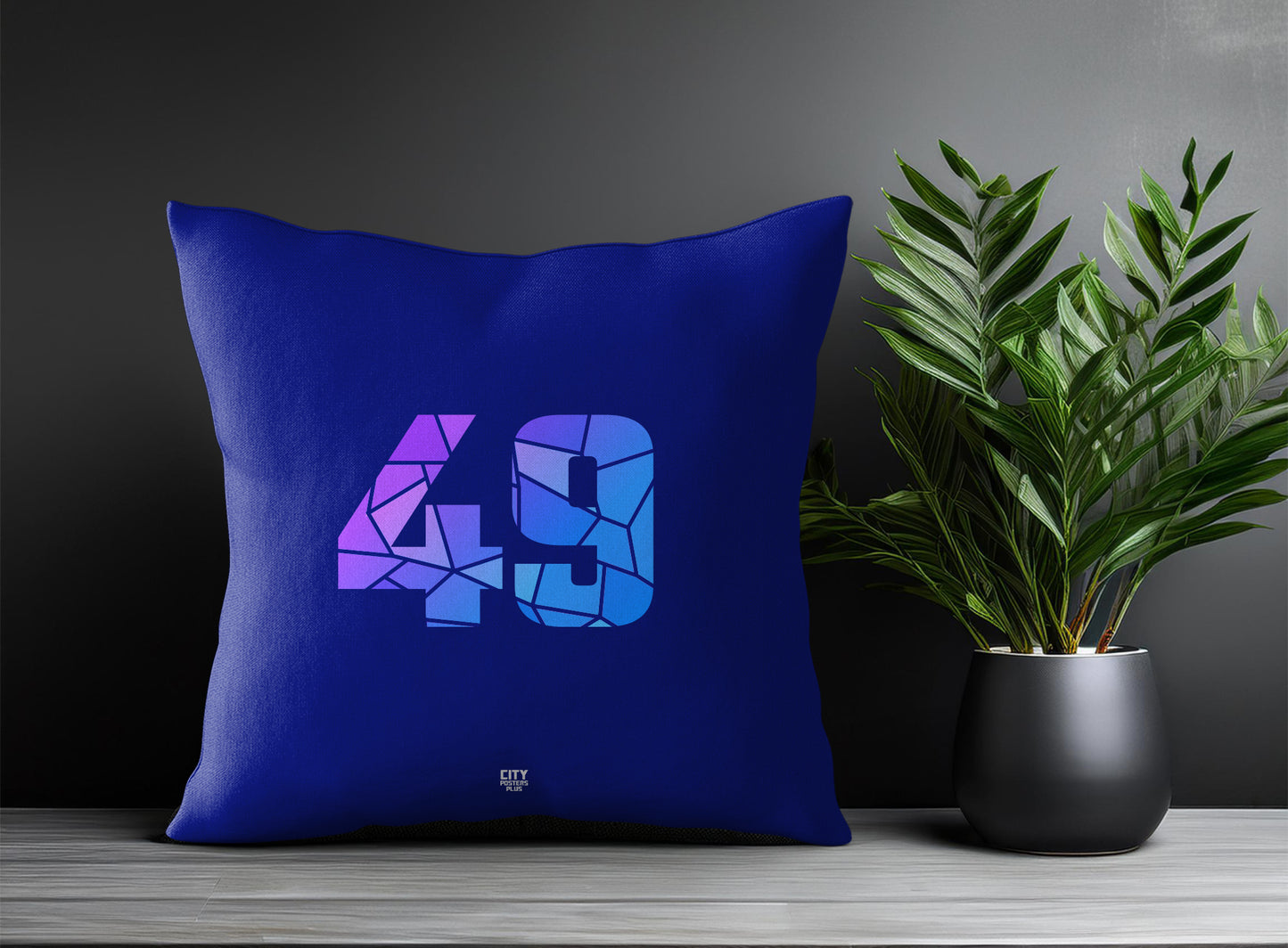 49 Number Pillow Case and Pillow Throw (Royal Blue)