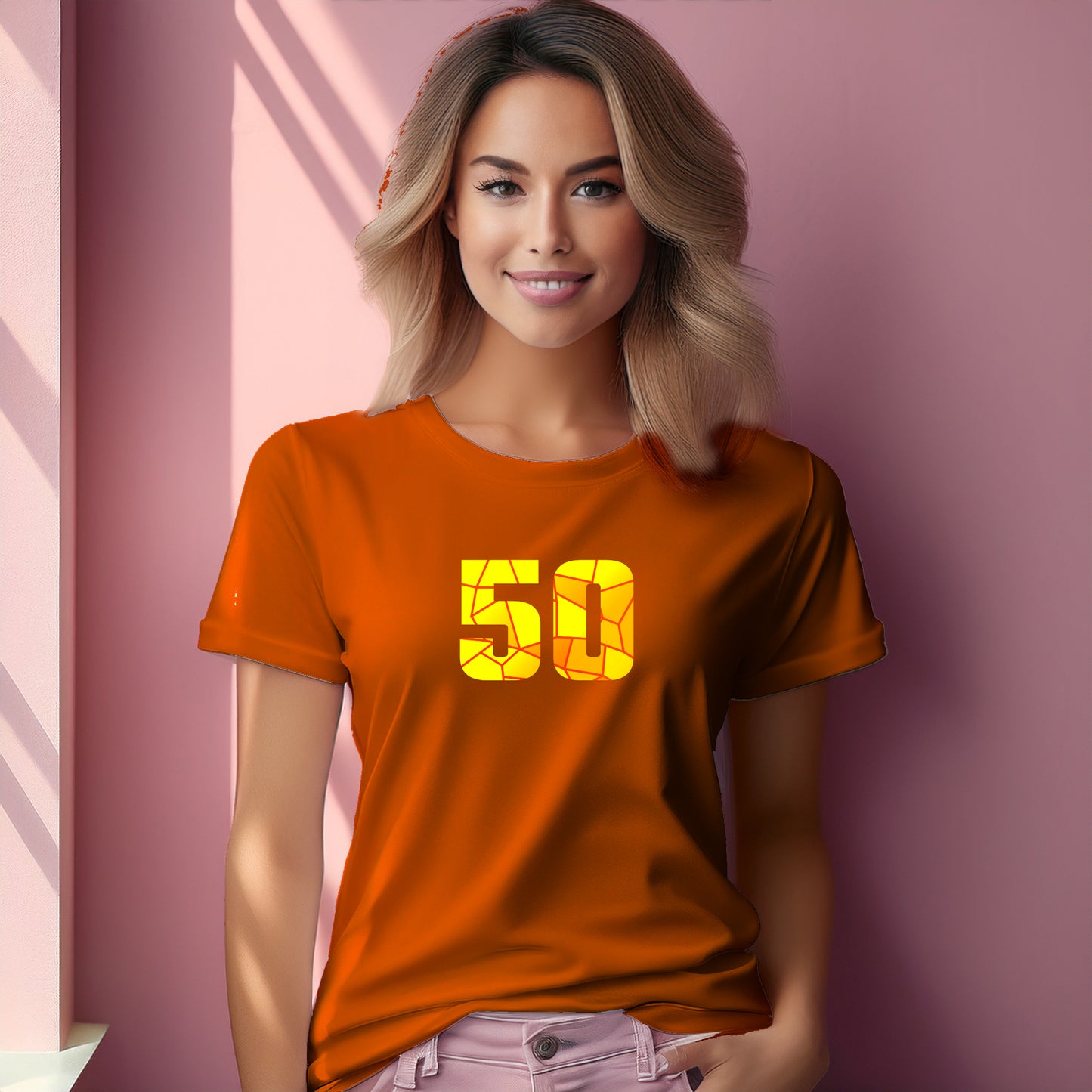 50 Number Women T-Shirt (Orange)