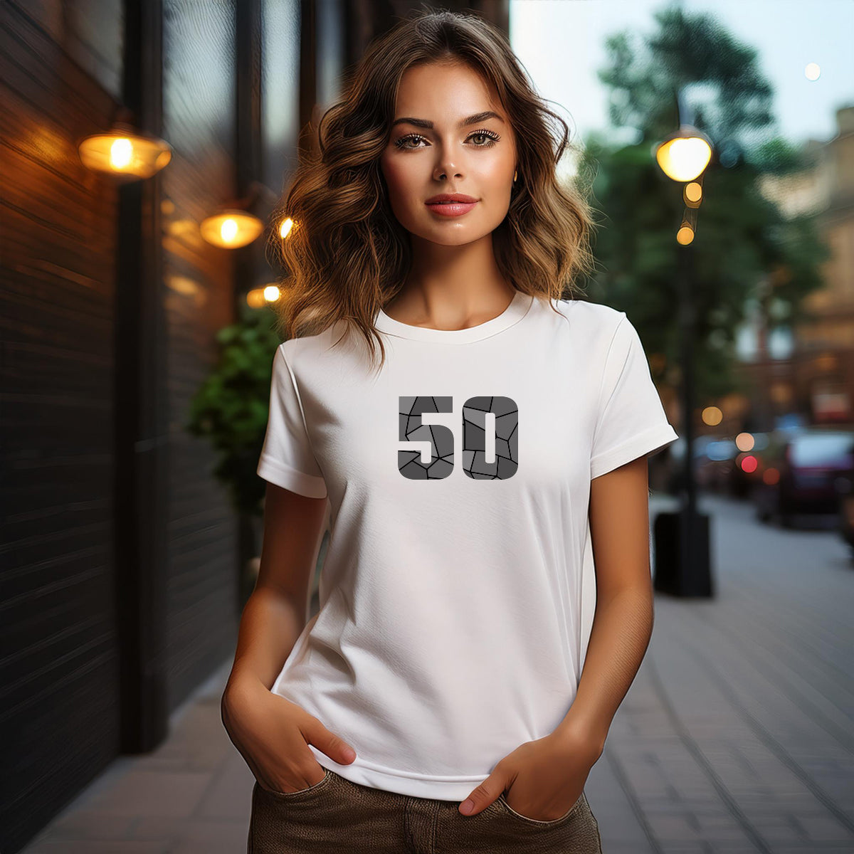 50 Number Women T-Shirt (White)