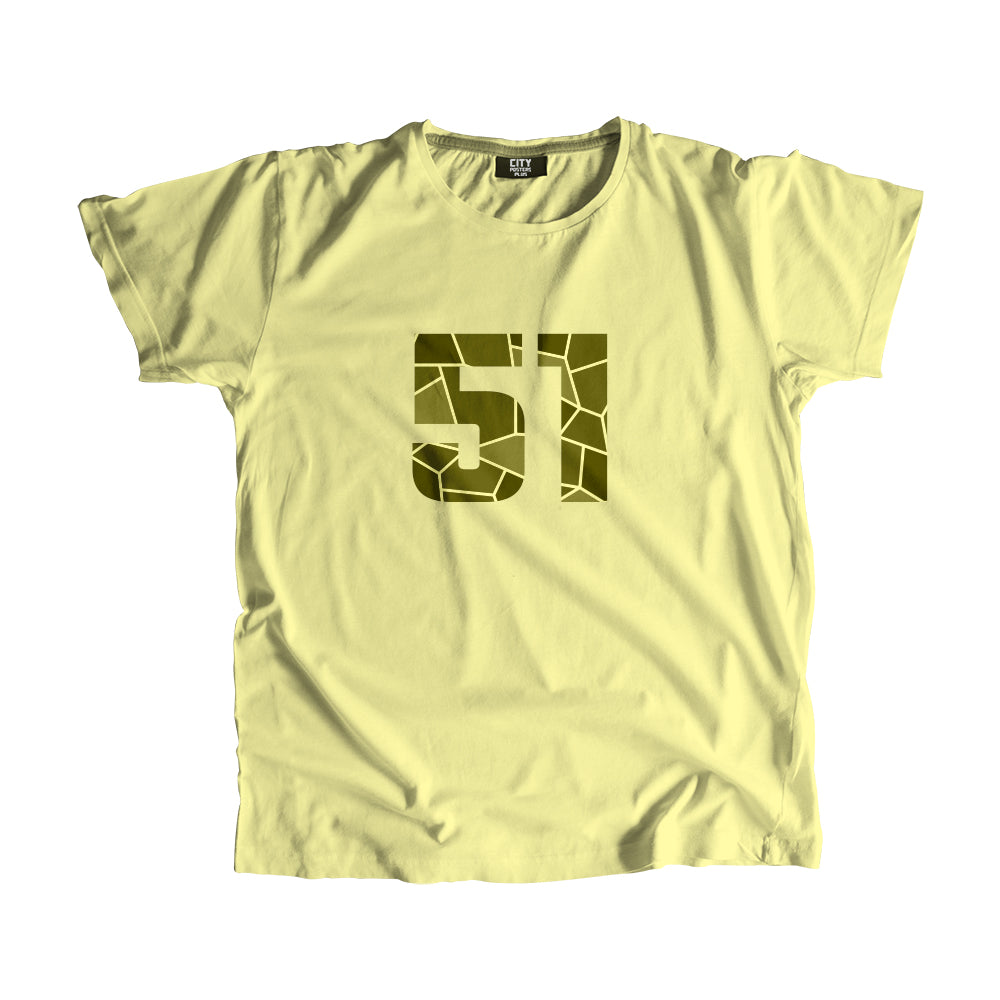 51 Number Men Unisex T-Shirt (Butter Yellow)