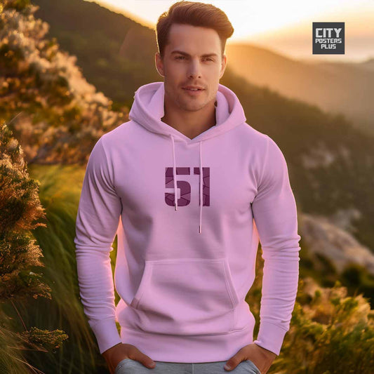 51 Number Unisex Hoodie (Light Pink)