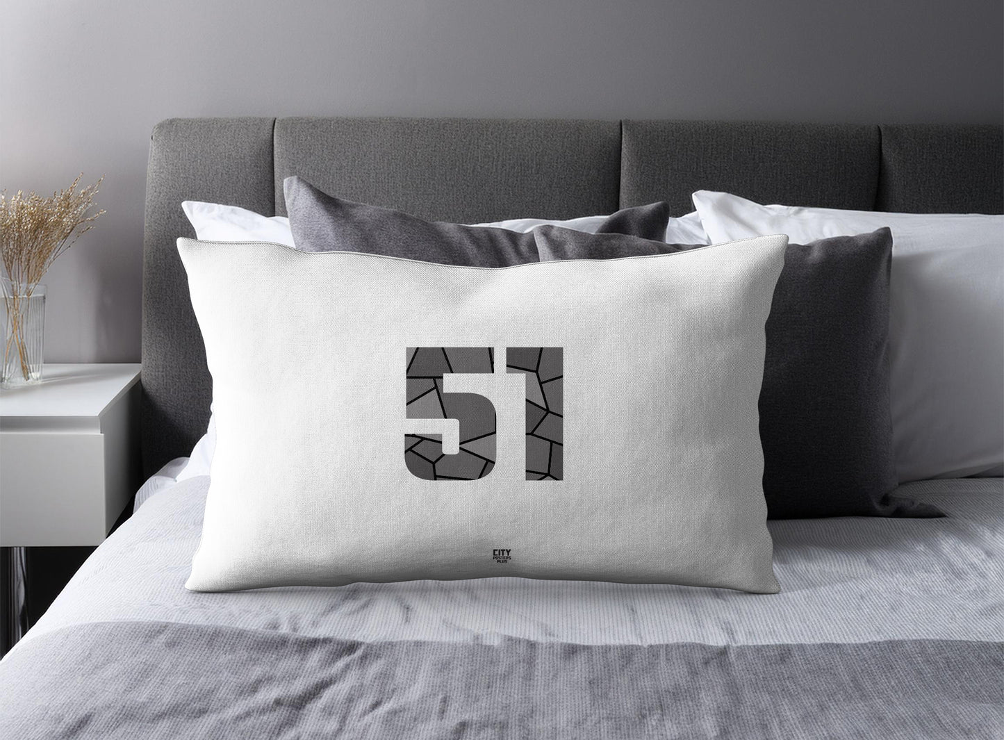 Print Deliver Plus 51 Number Pillow Case and Pillow Throw (White)