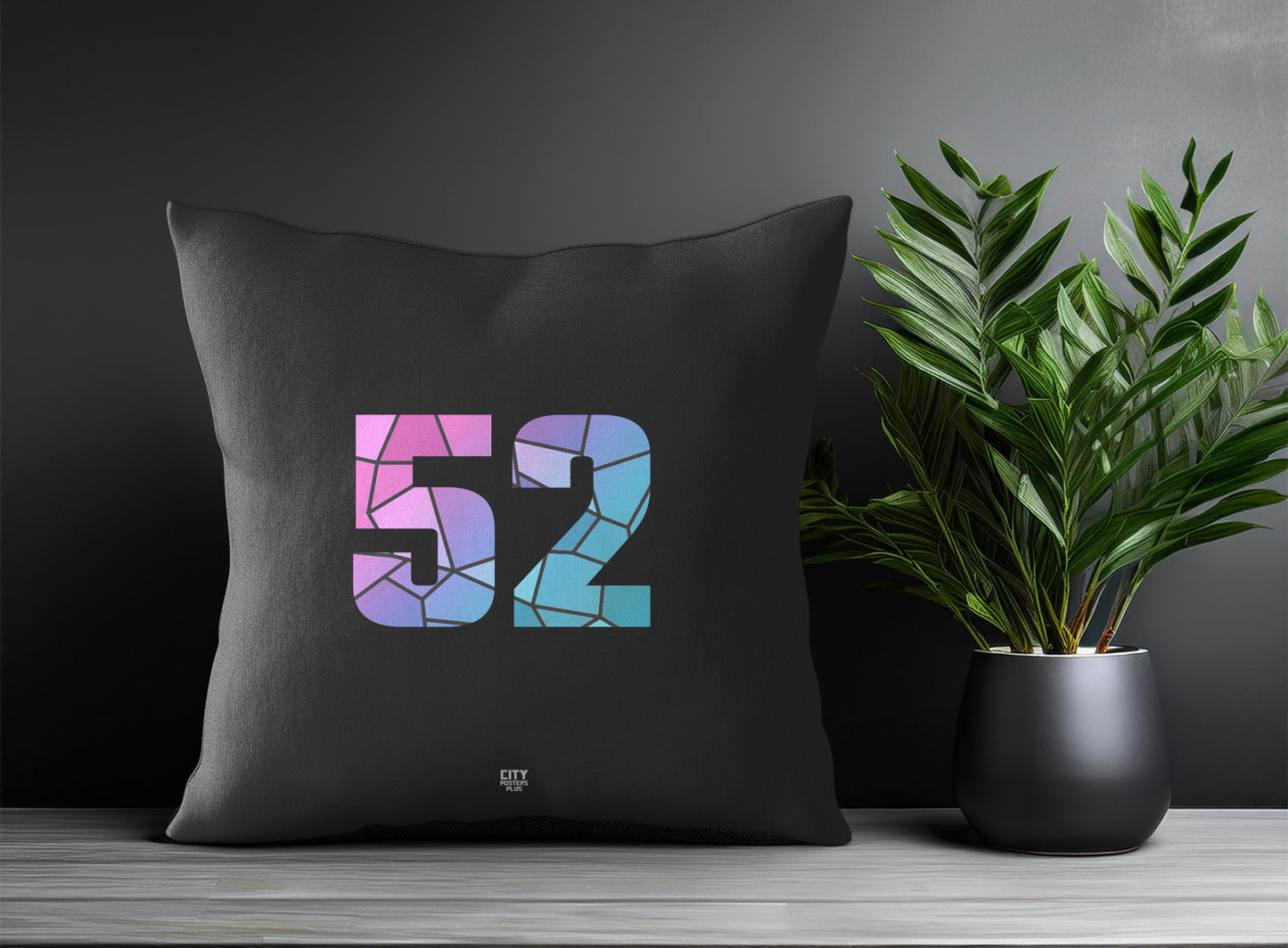 52 Number Pillow Case and Pillow Throw (Charcoal Grey)