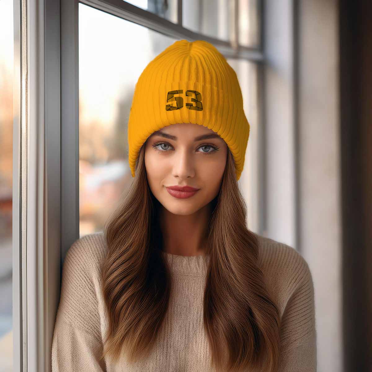 Beanies Plus 53 Number Cuffed Beanie (Gold)