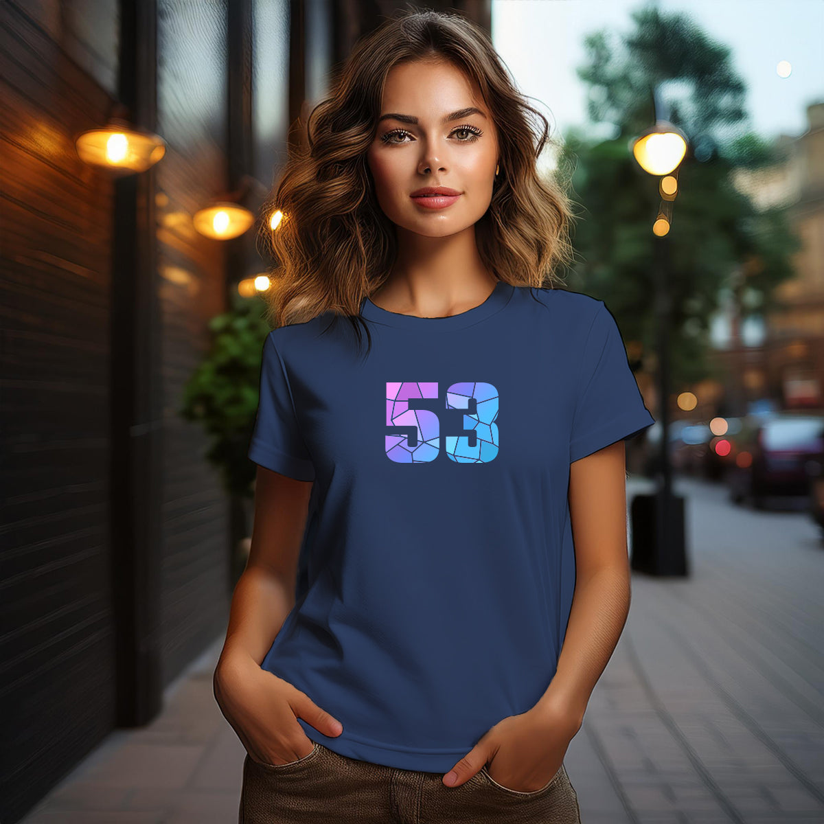 53 Number Women T-Shirt (Navy Blue)