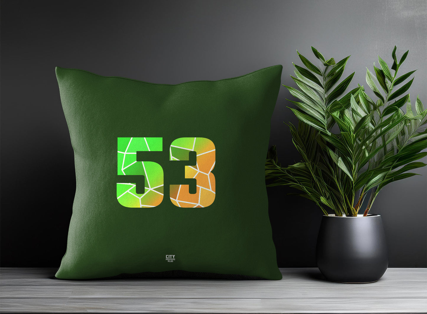 53 Number Pillow Case and Pillow Throw (Olive Green)