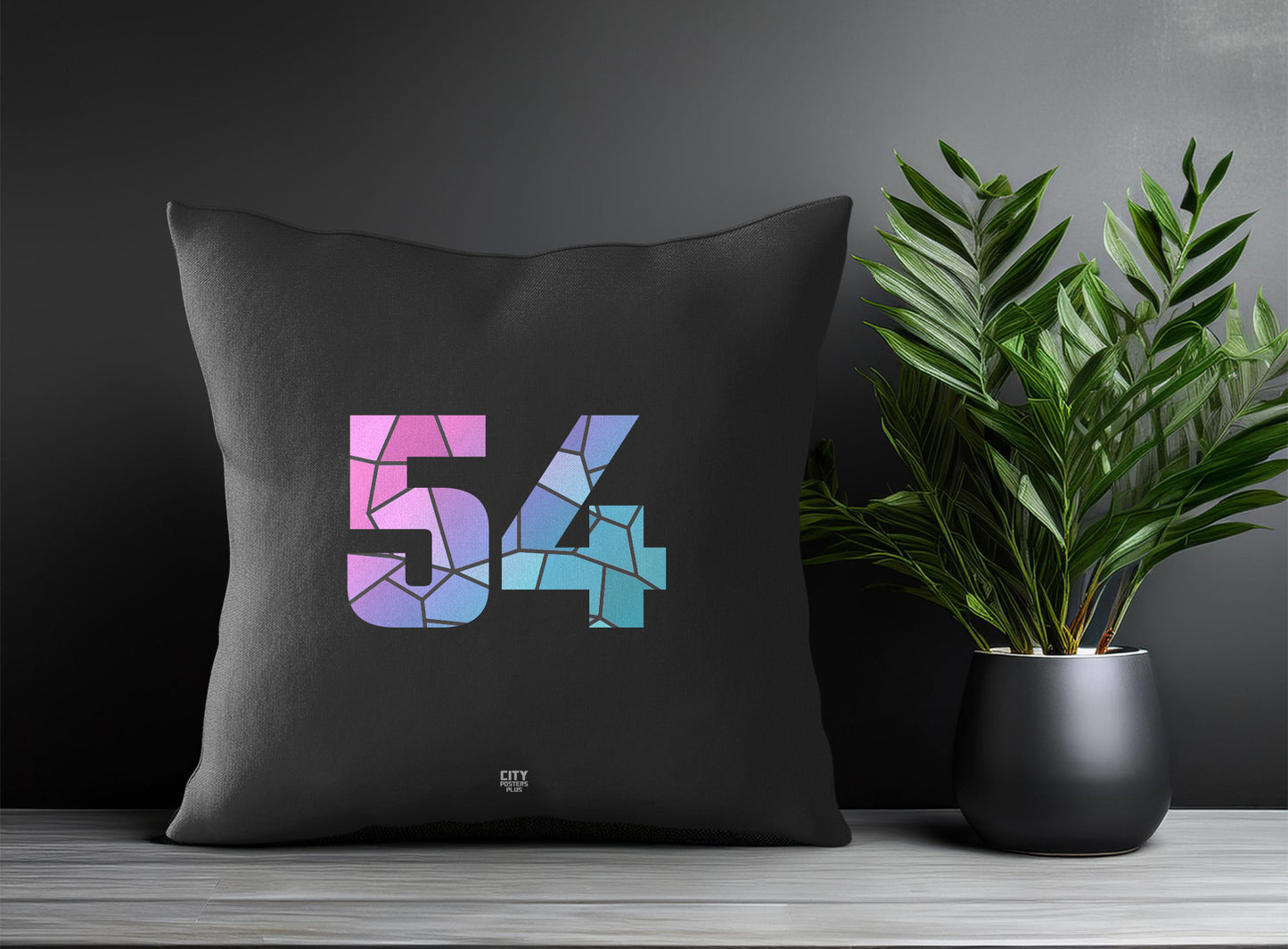 54 Number Pillow Case and Pillow Throw (Charcoal Grey)