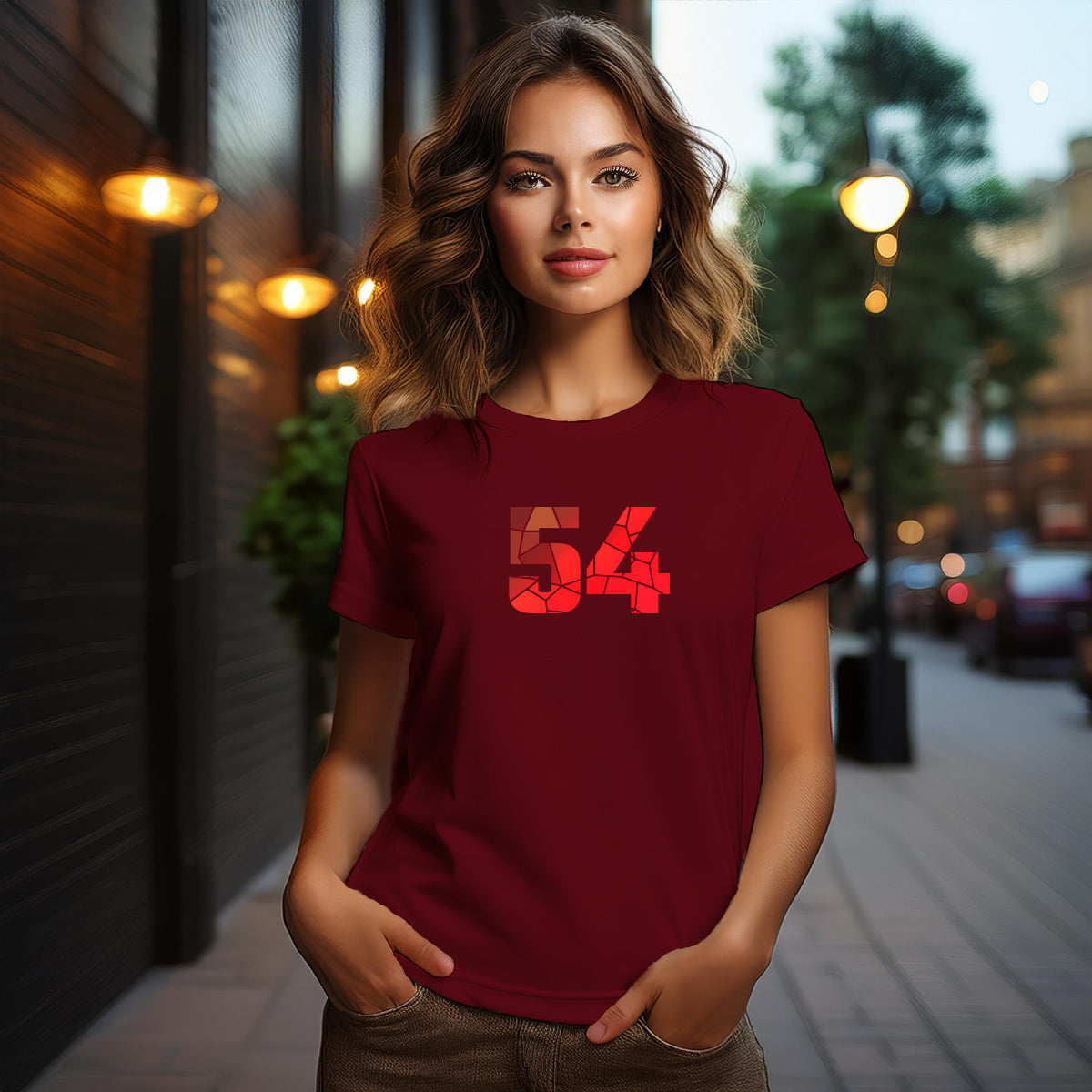 54 Number Women T-Shirt (Maroon)