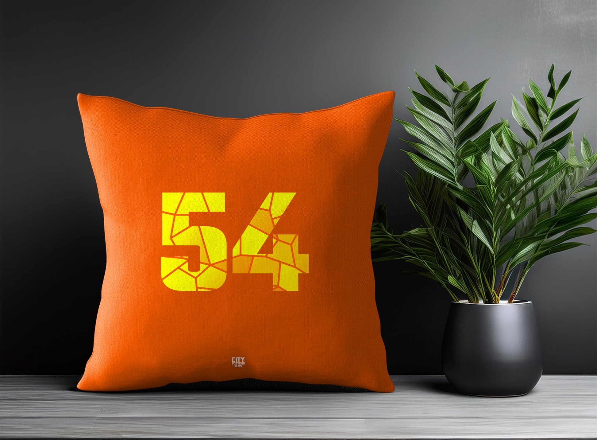 54 Number Pillow Case and Pillow Throw (Orange)