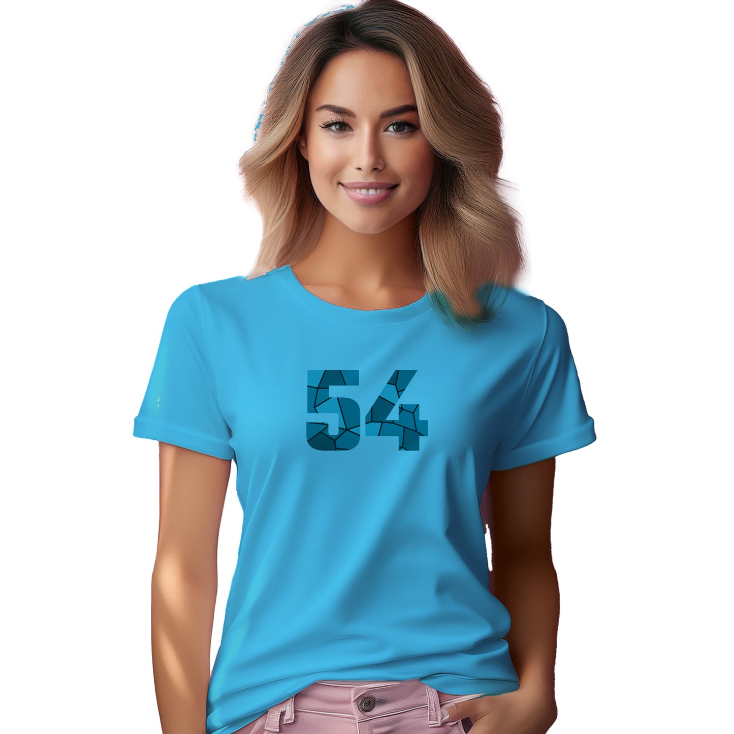 54 Number Women T-Shirt (Sky Blue)