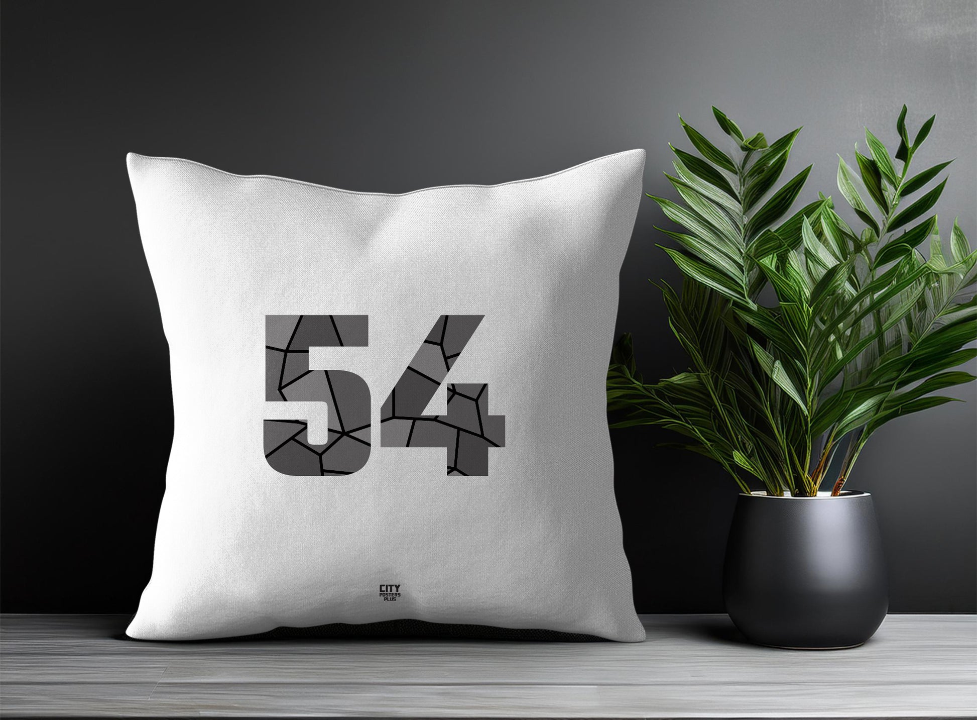 54 Number Pillow Case and Pillow Throw (White)