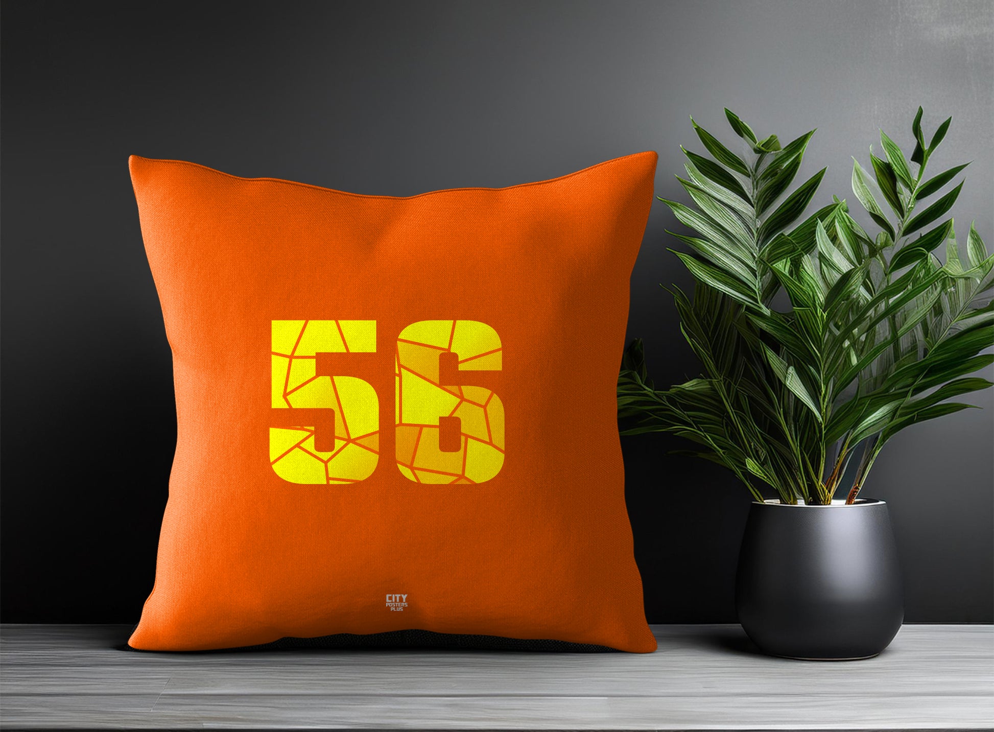 56 Number Pillow Case and Pillow Throw (Orange)