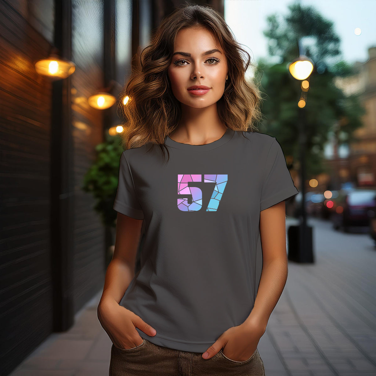 57 Number Women T-Shirt (Charcoal Grey)
