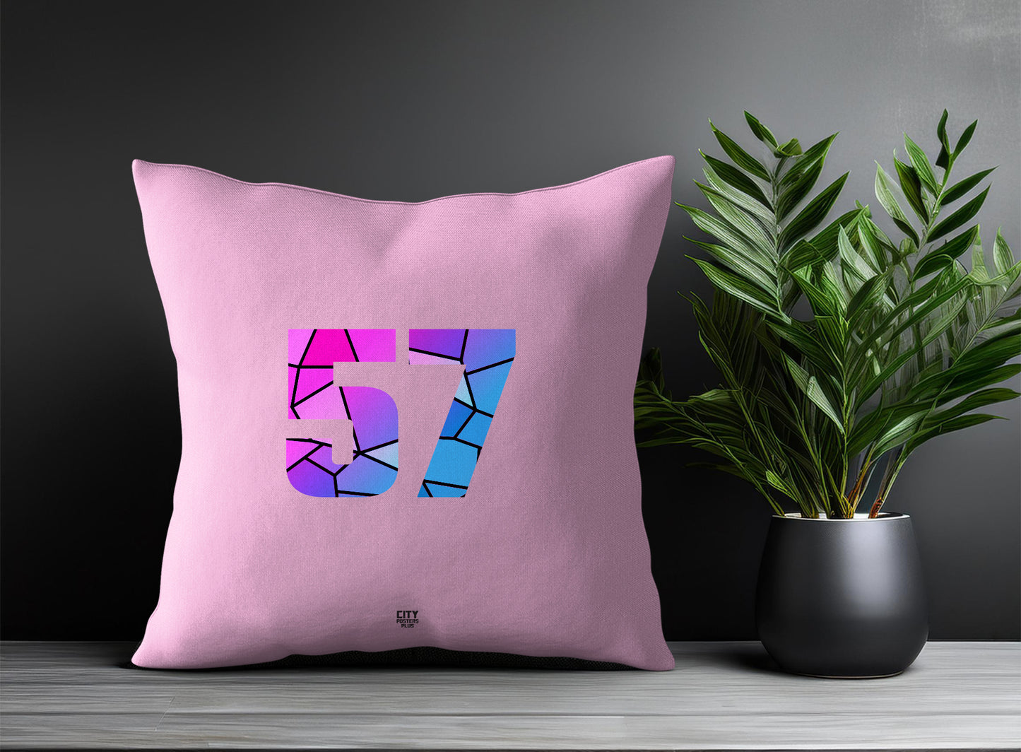 57 Number Pillow Case and Pillow Throw (Light Pink)
