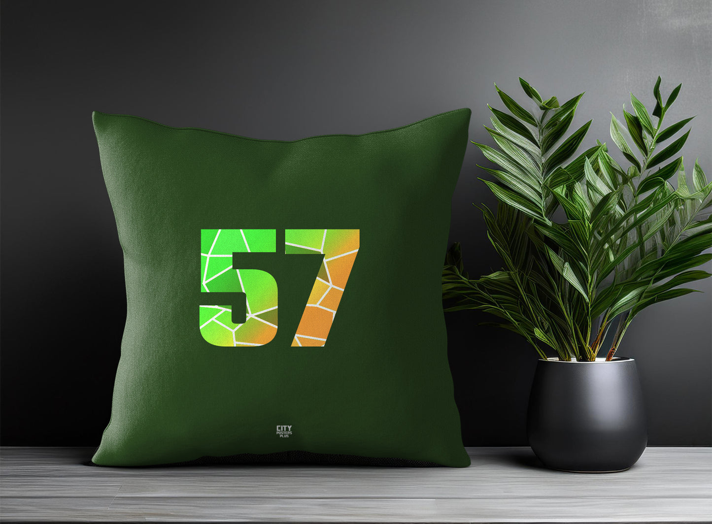 57 Number Pillow Case and Pillow Throw (Olive Green)