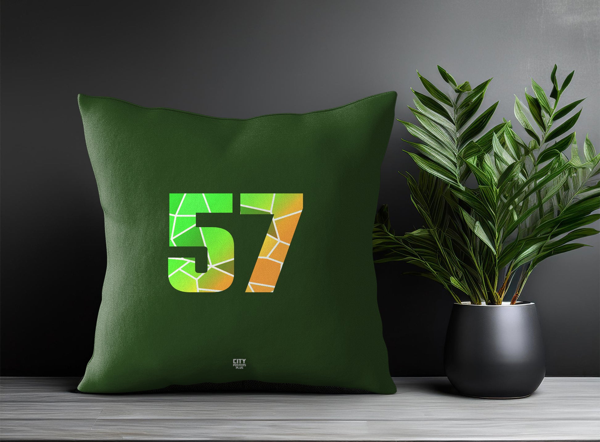 57 Number Pillow Case and Pillow Throw (Olive Green)