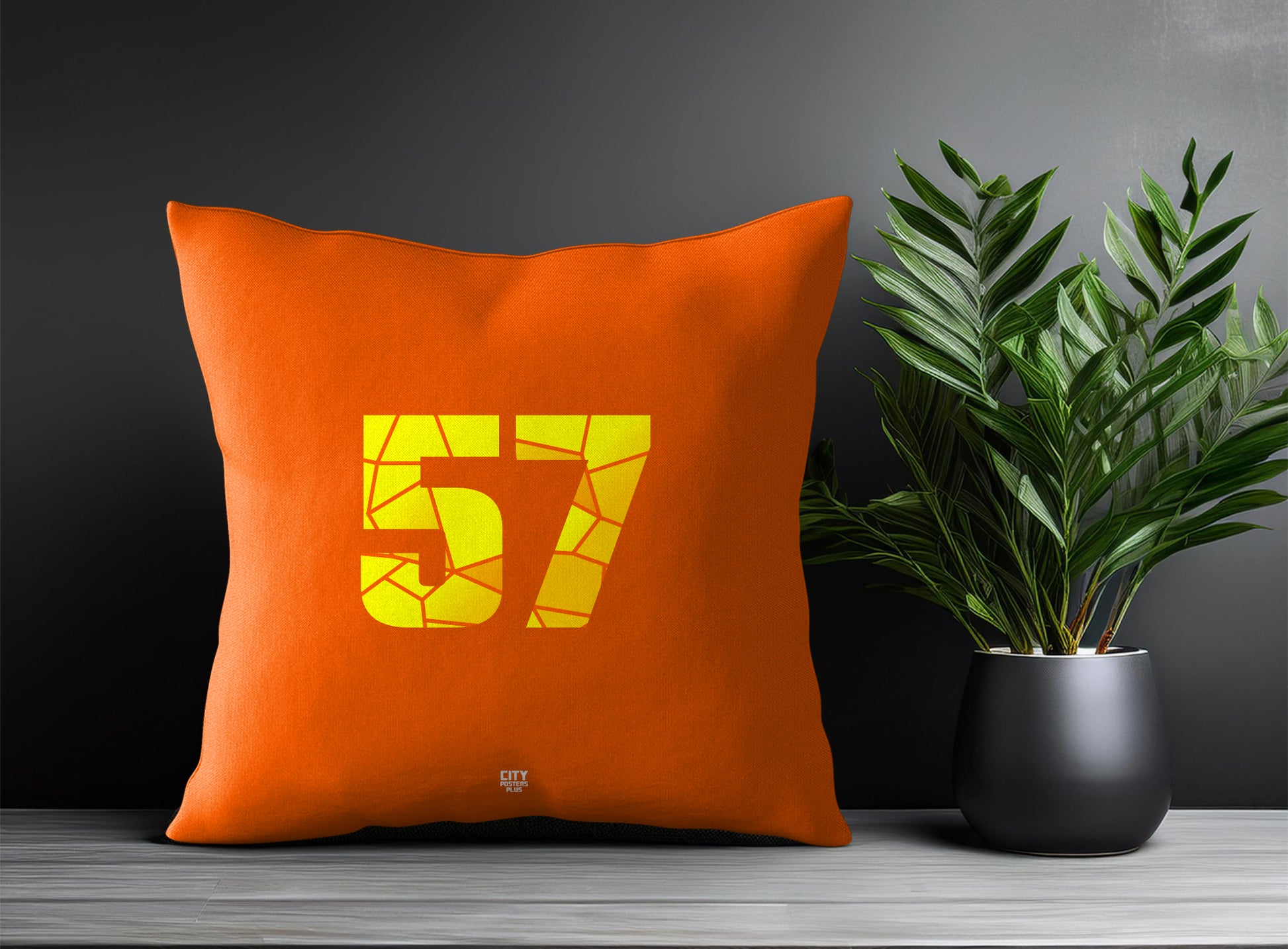 57 Number Pillow Case and Pillow Throw (Orange)