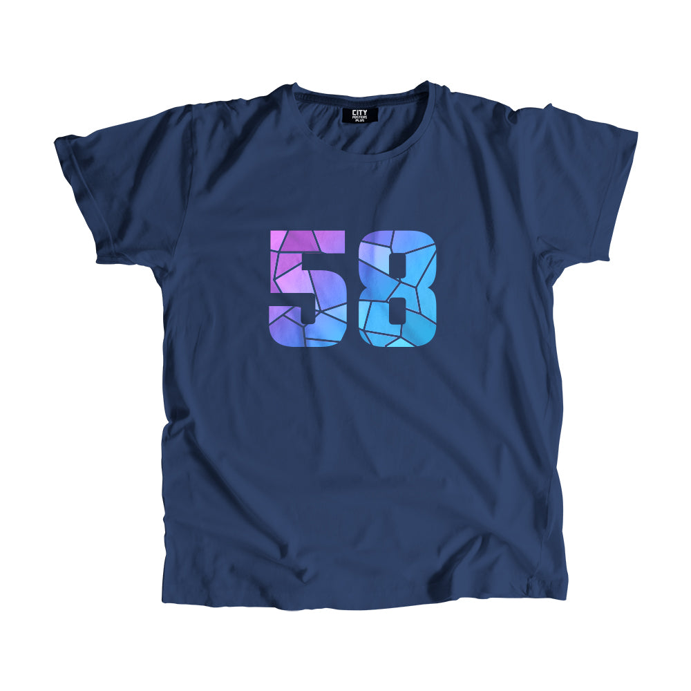 58 Number Men Unisex T-Shirt (Navy Blue)