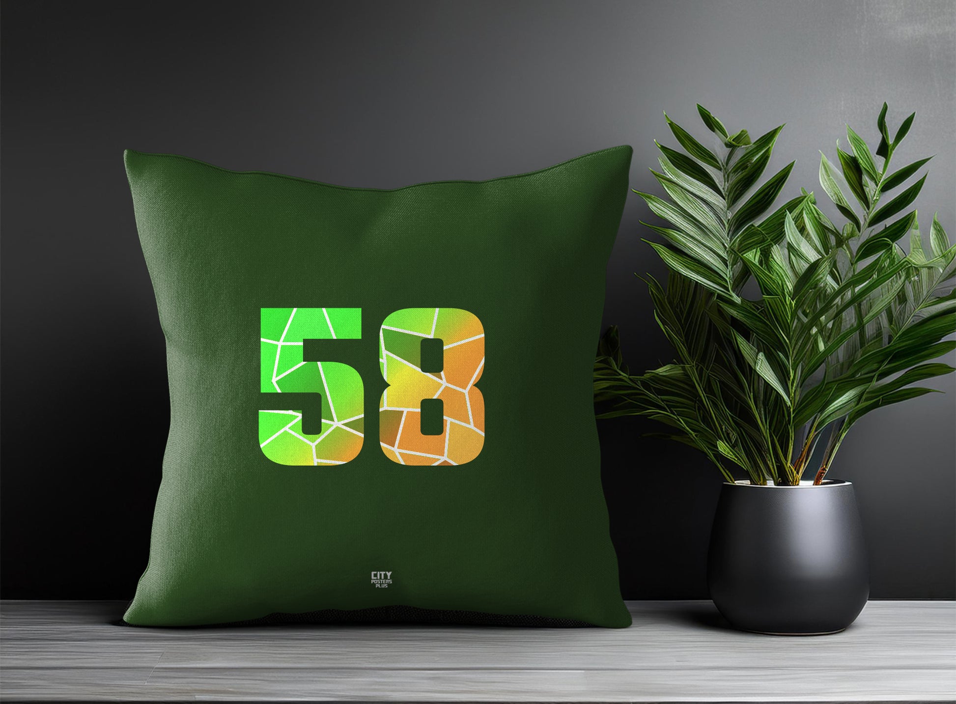 58 Number Pillow Case and Pillow Throw (Olive Green)