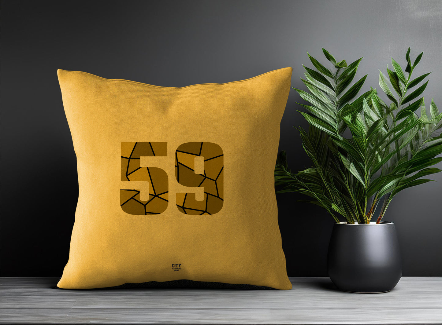 59 Number Pillow Case and Pillow Throw (Golden Yellow)