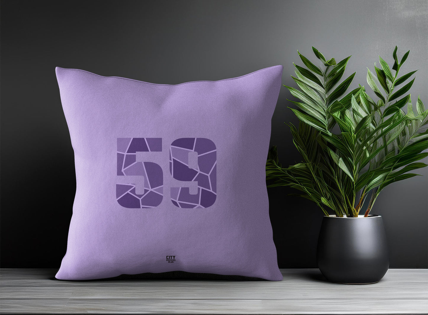59 Number Pillow Case and Pillow Throw (Iris Lavender)