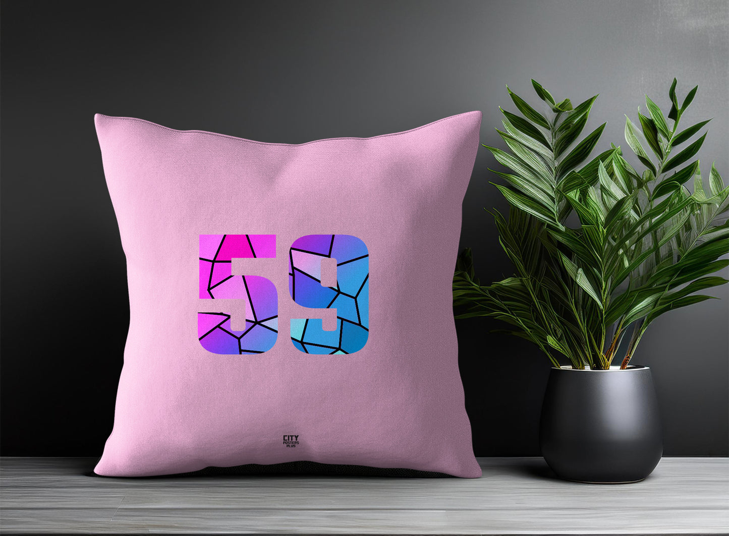 59 Number Pillow Case and Pillow Throw (Light Pink)