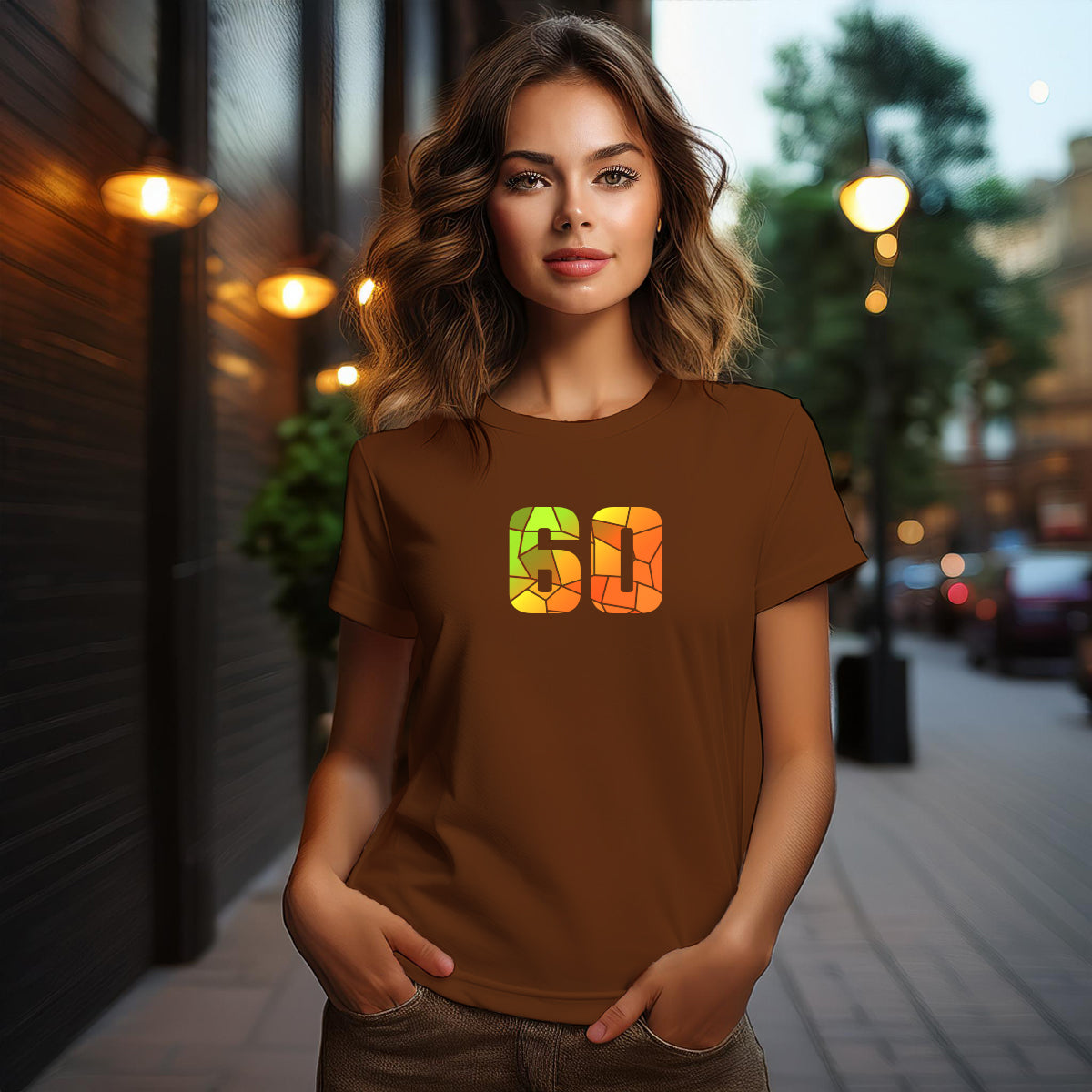 60 Number Women T-Shirt (Brown)
