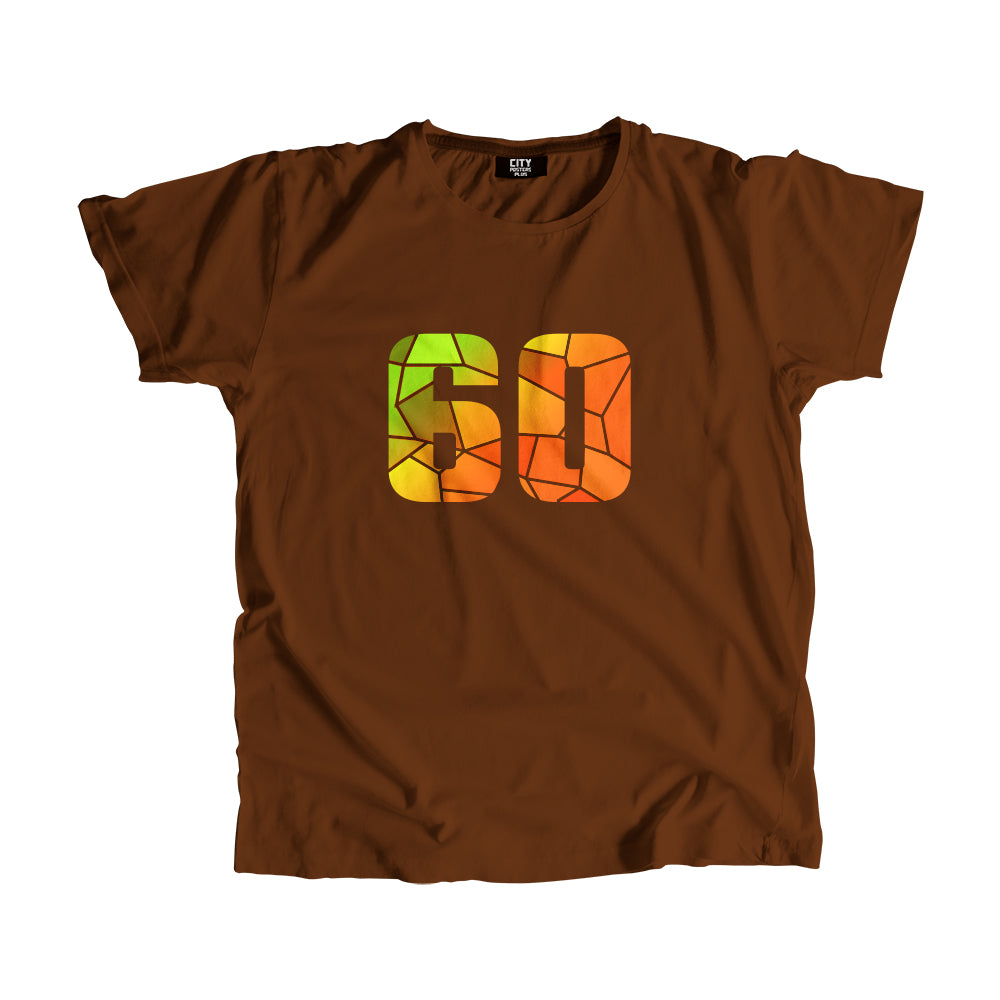 60 Number Men Unisex T-Shirt (Brown)