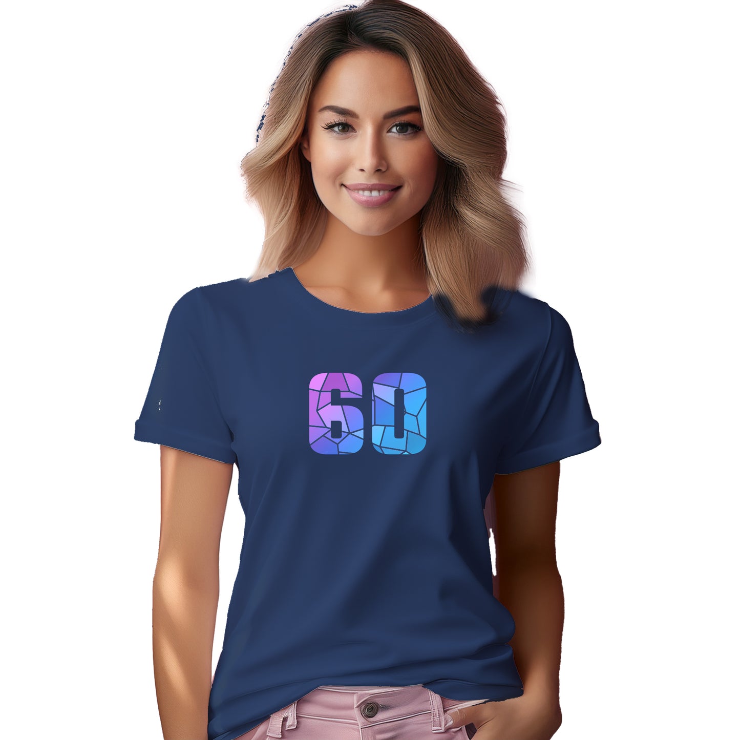 60 Number Women T-Shirt (Navy Blue)