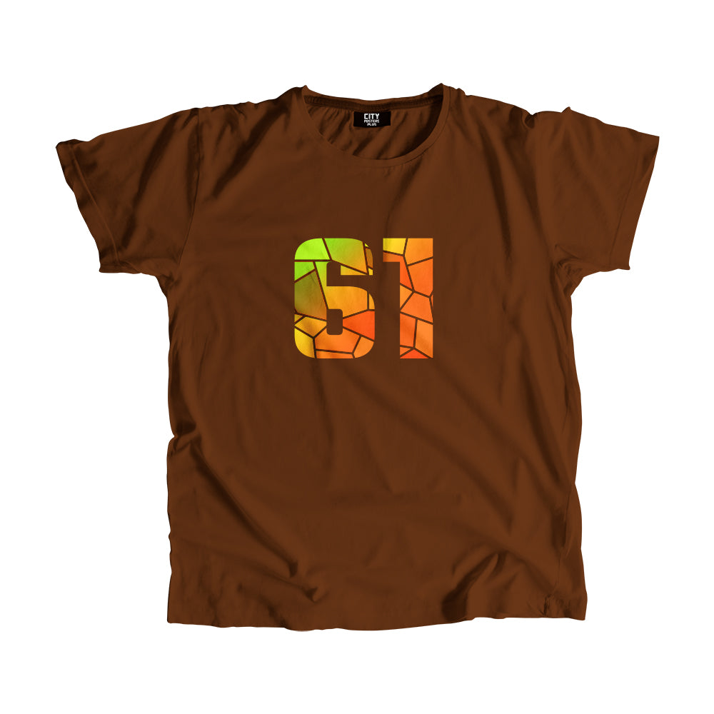 61 Number Men Unisex T-Shirt (Brown)