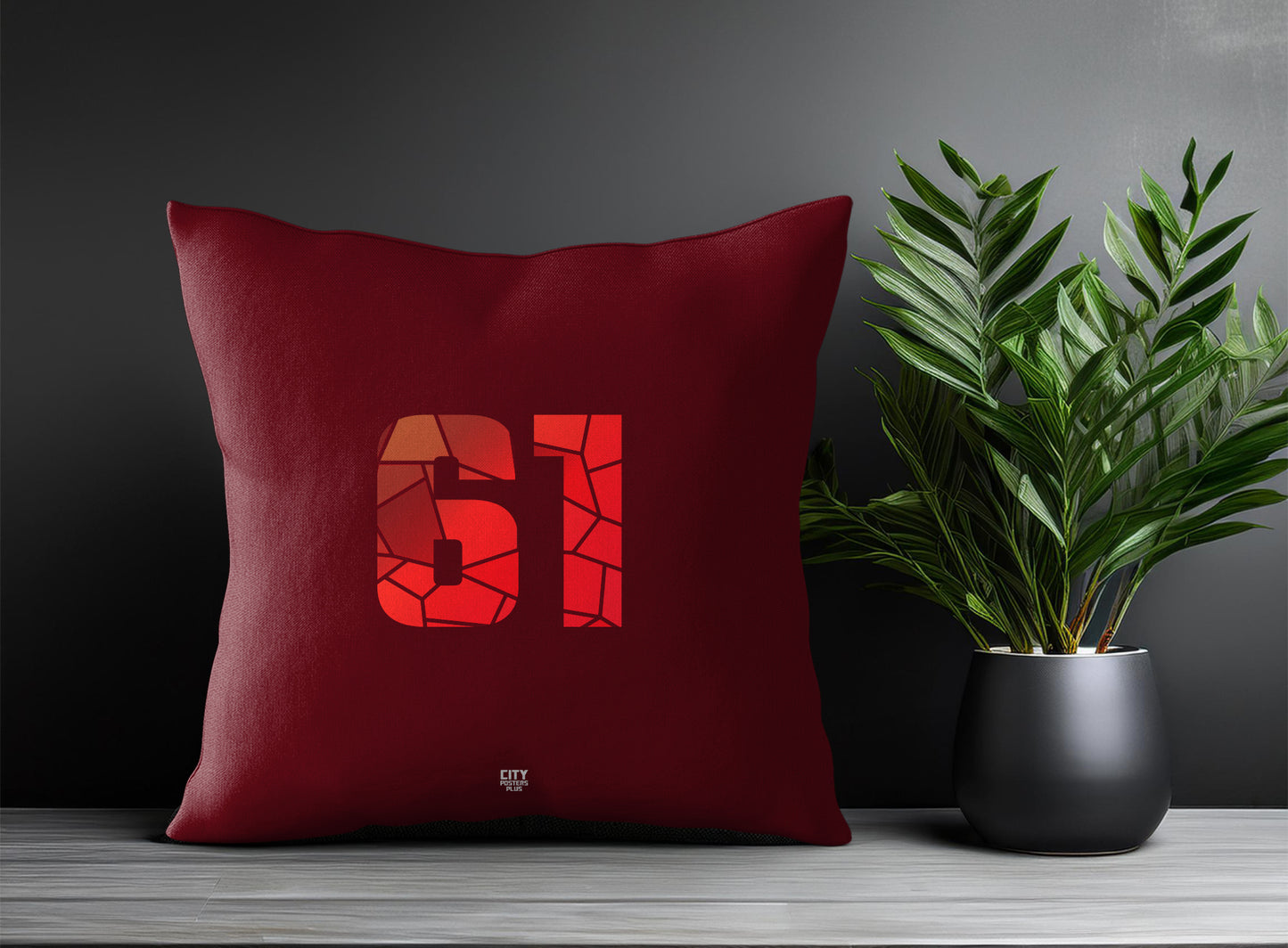 61 Number Pillow Case and Pillow Throw (Maroon)