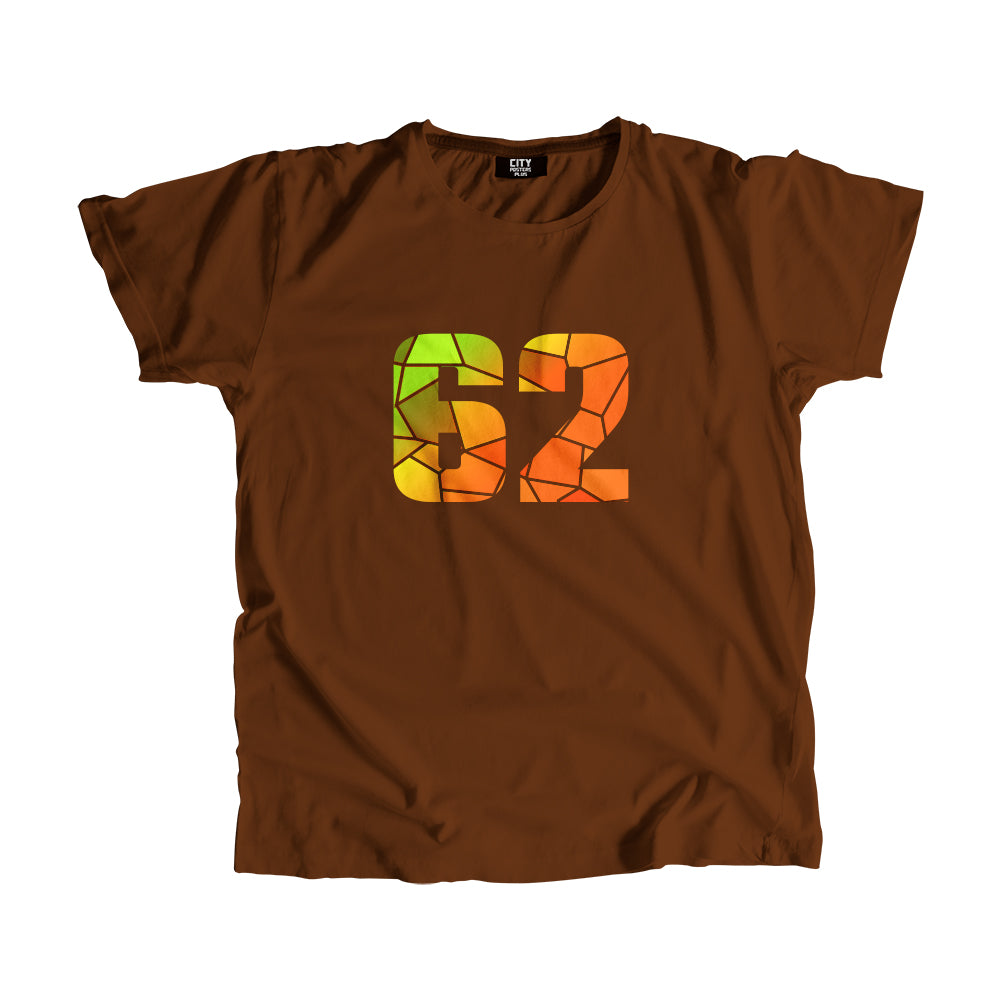 62 Number Men Unisex T-Shirt (Brown)