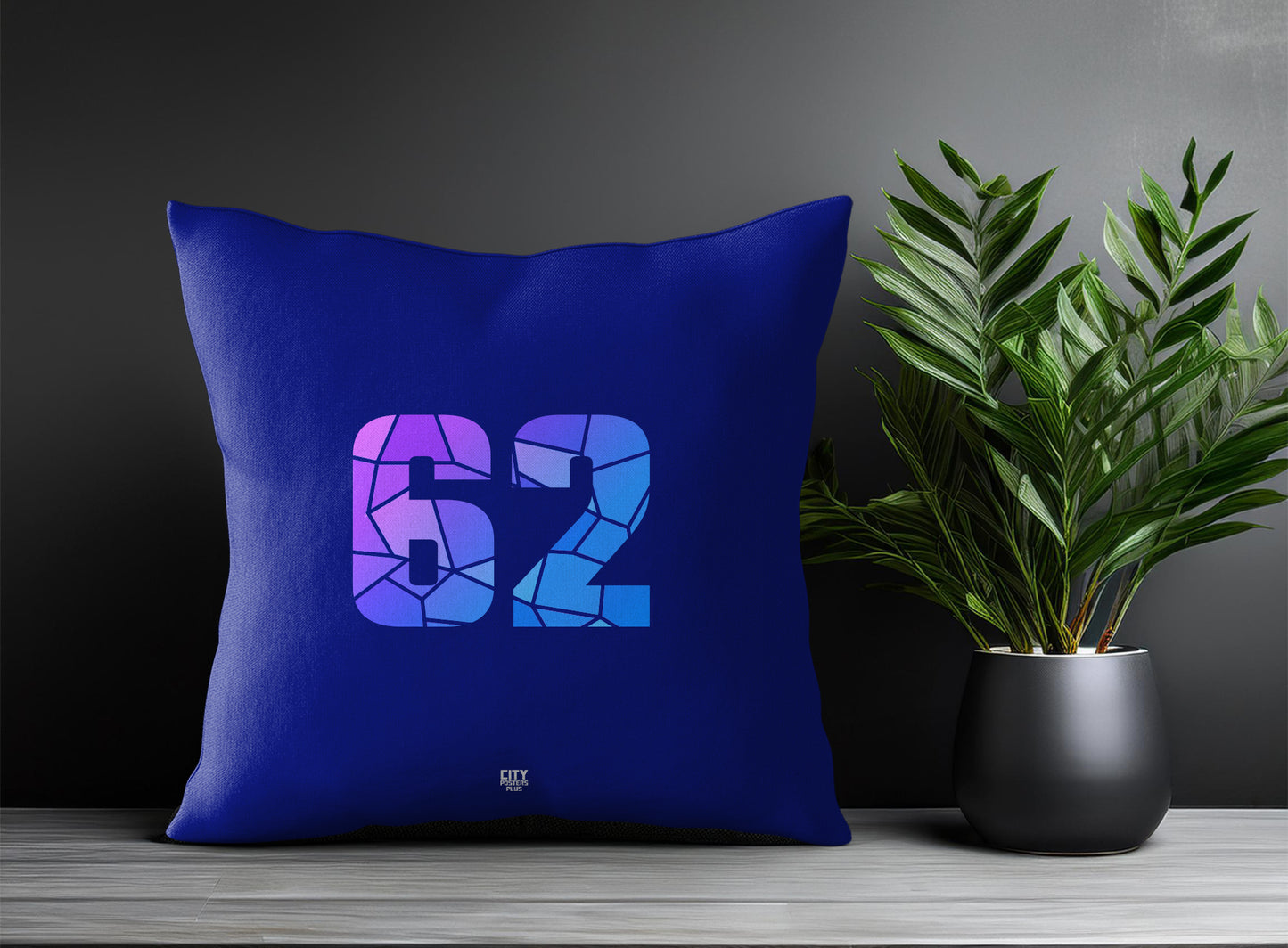 62 Number Pillow Case and Pillow Throw (Royal Blue)