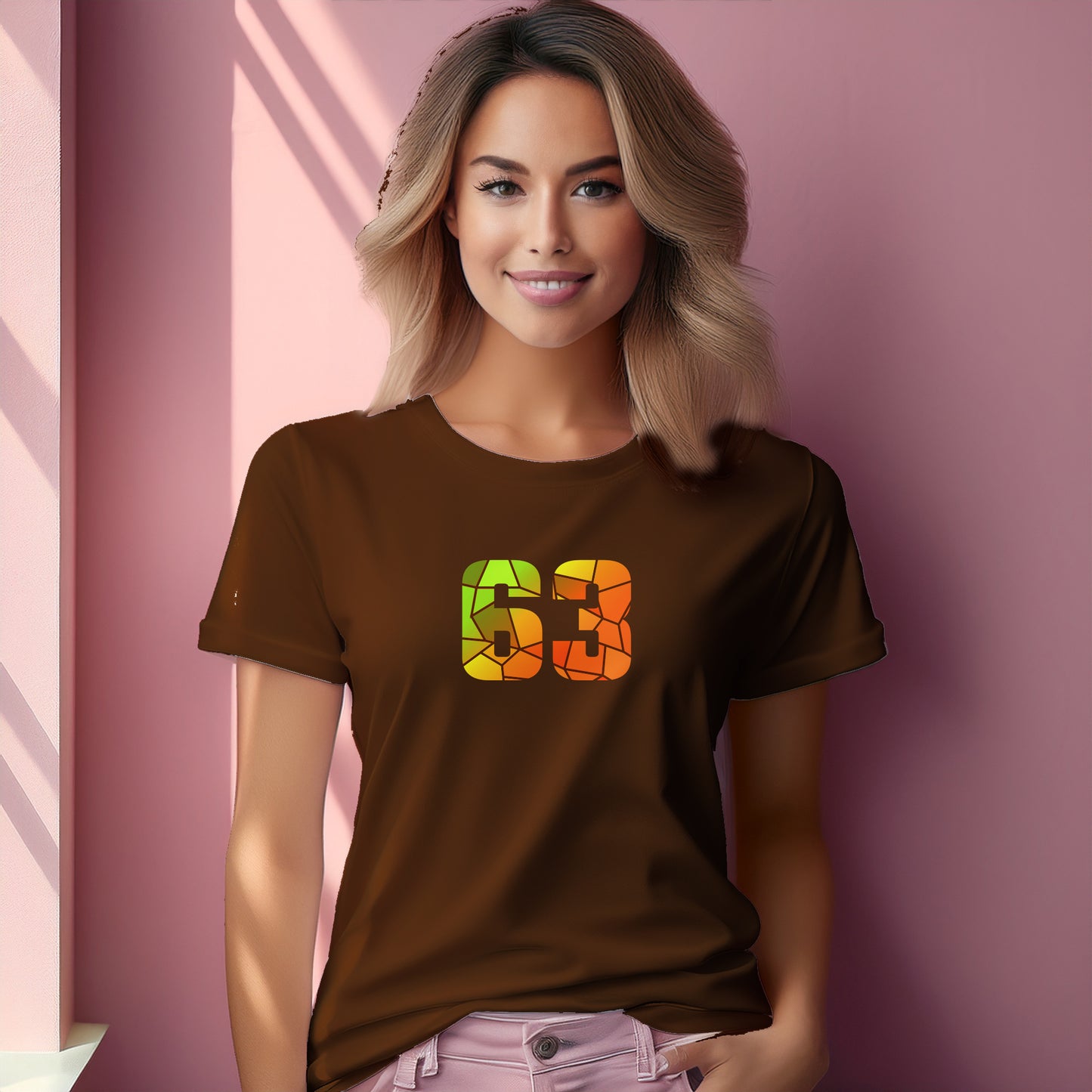63 Number Women T-Shirt (Brown)
