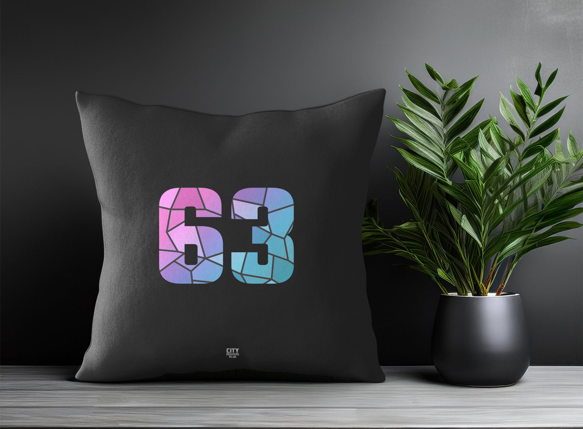 63 Number Pillow Case and Pillow Throw (Charcoal Grey)
