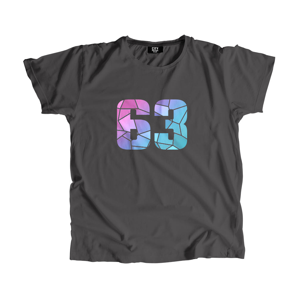 63 Number Men Unisex T-Shirt (Charcoal Grey)