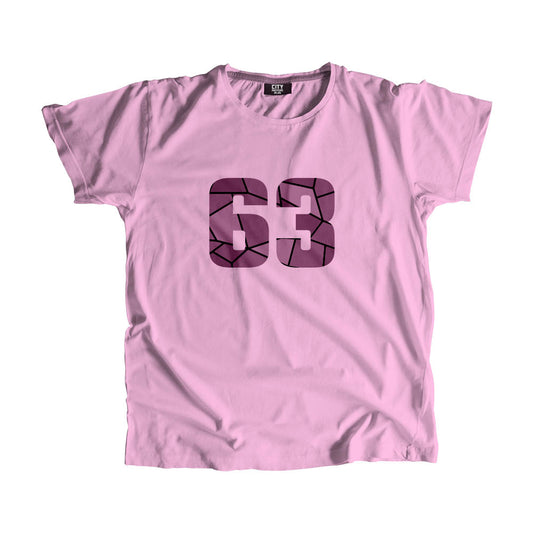 63 Number Men Unisex T-Shirt (Light Pink)