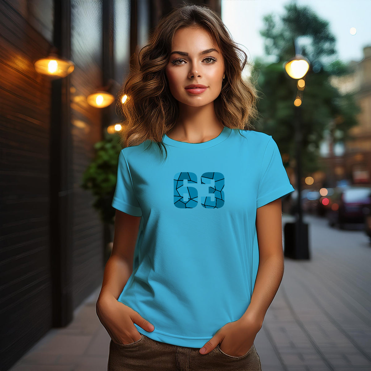 63 Number Women T-Shirt (Sky Blue)