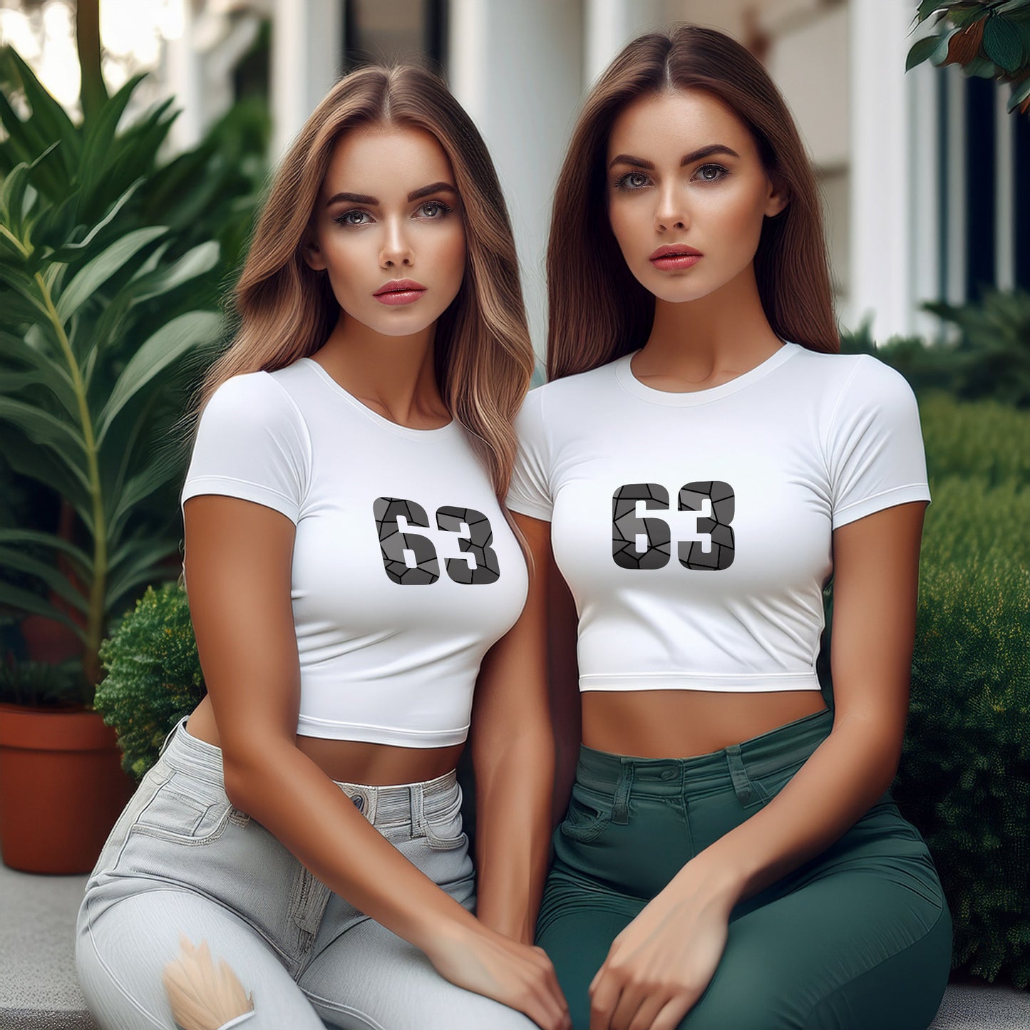 63 Number Women Crop Top (White)