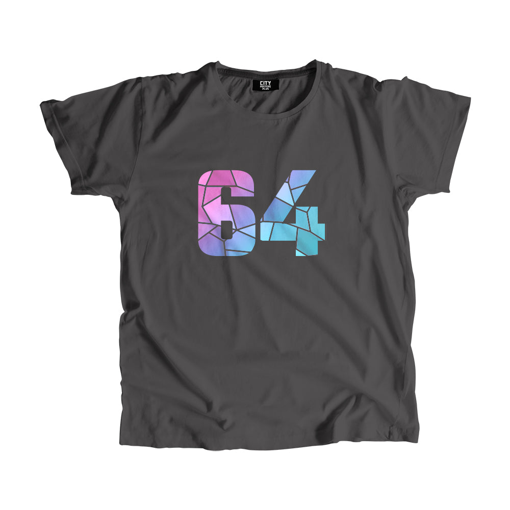 64 Number Men Unisex T-Shirt (Charcoal Grey)