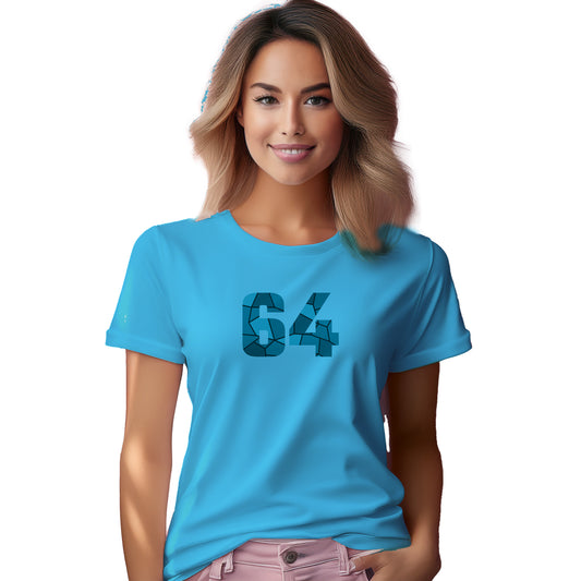 64 Number Women T-Shirt (Sky Blue)