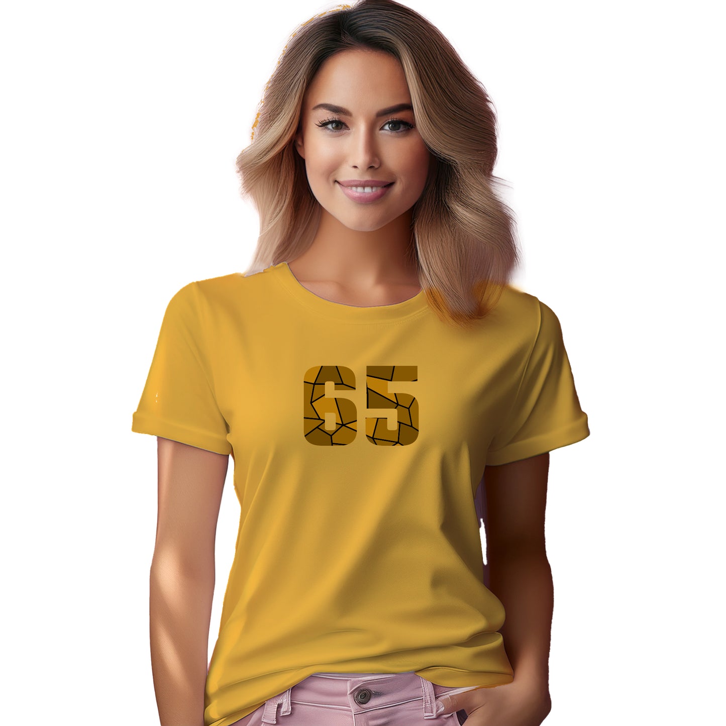 65 Number Women T-Shirt (Golden Yellow)