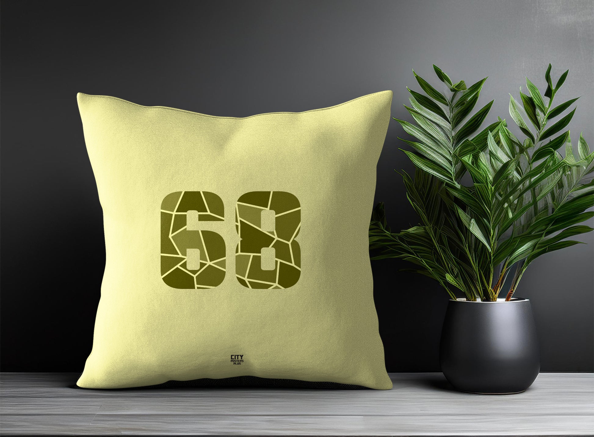 68 Number Pillow Case and Pillow Throw (Butter Yellow)