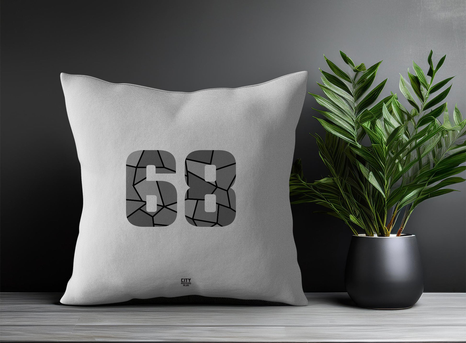 68 Number Pillow Case and Pillow Throw (Melange Grey)