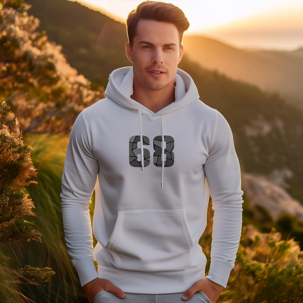 68 Number Unisex Hoodie (Melange Grey)