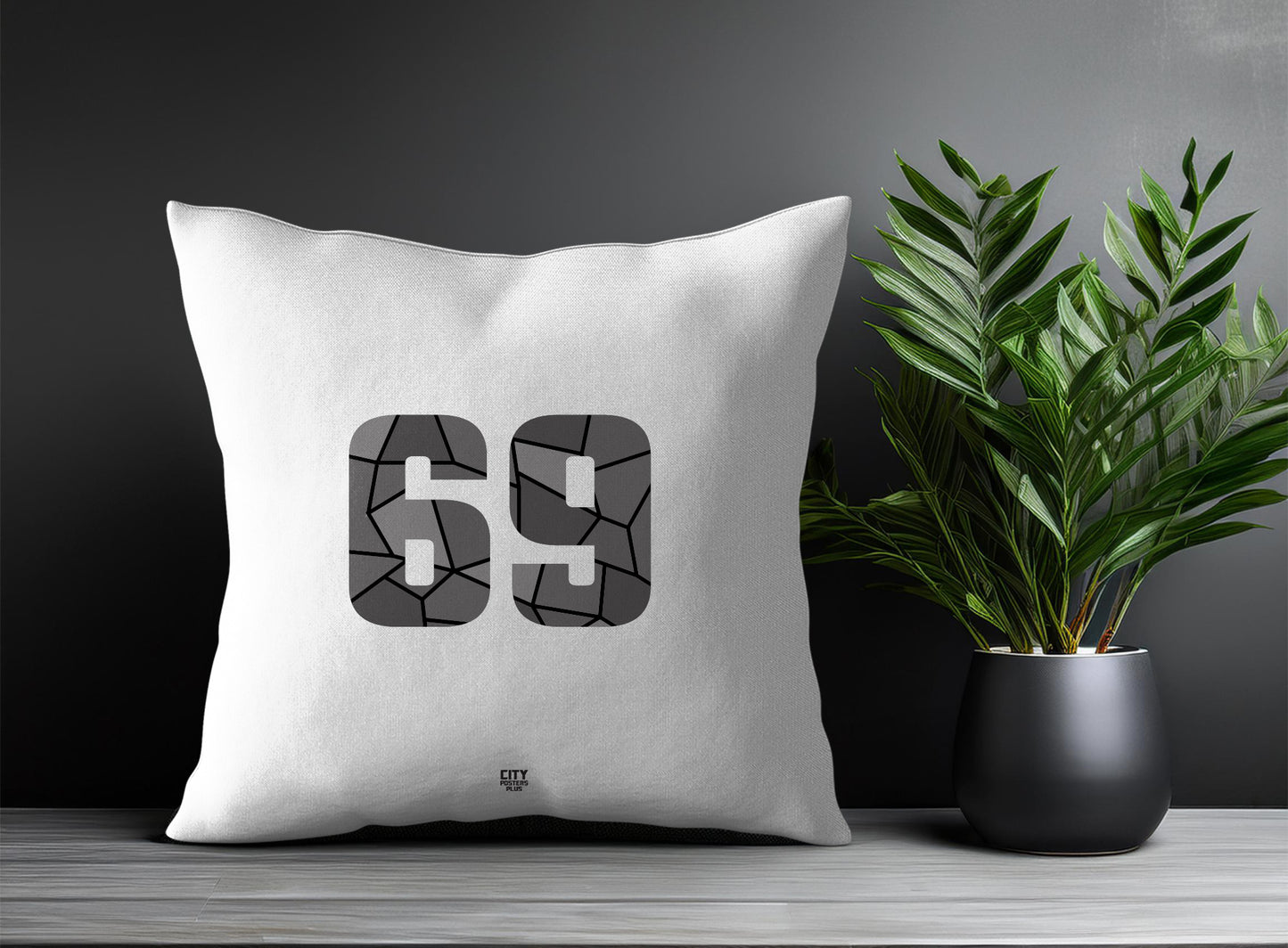 69 Number Pillow Case and Pillow Throw (White)