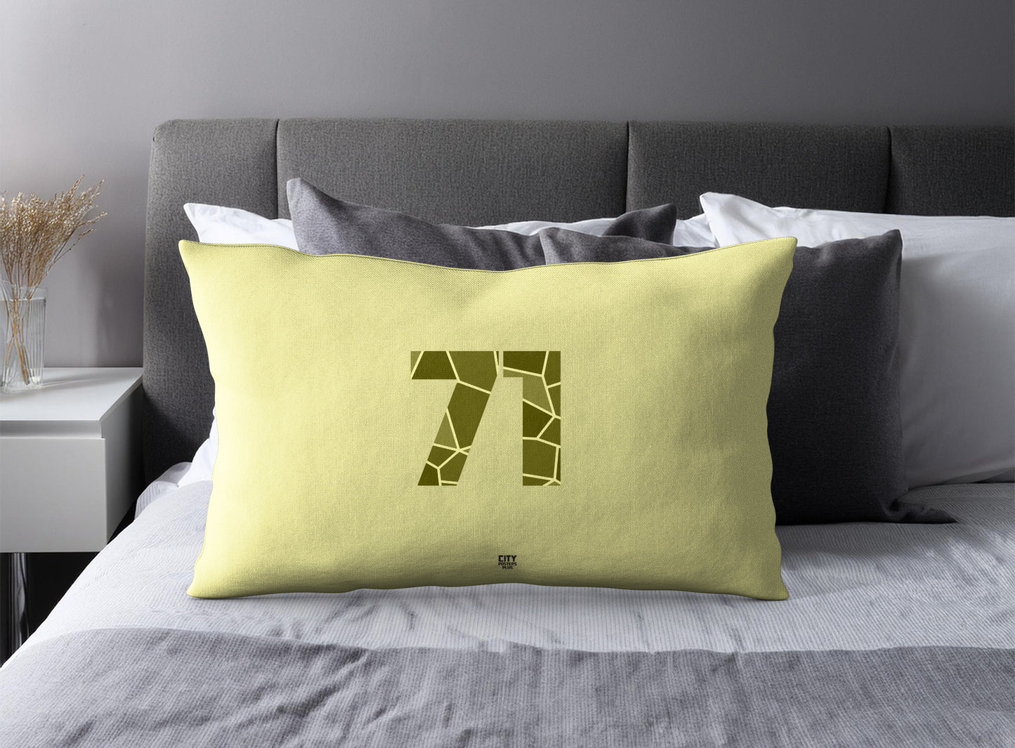 Print Deliver Plus 71 Number Pillow Case and Pillow Throw (Butter Yellow)