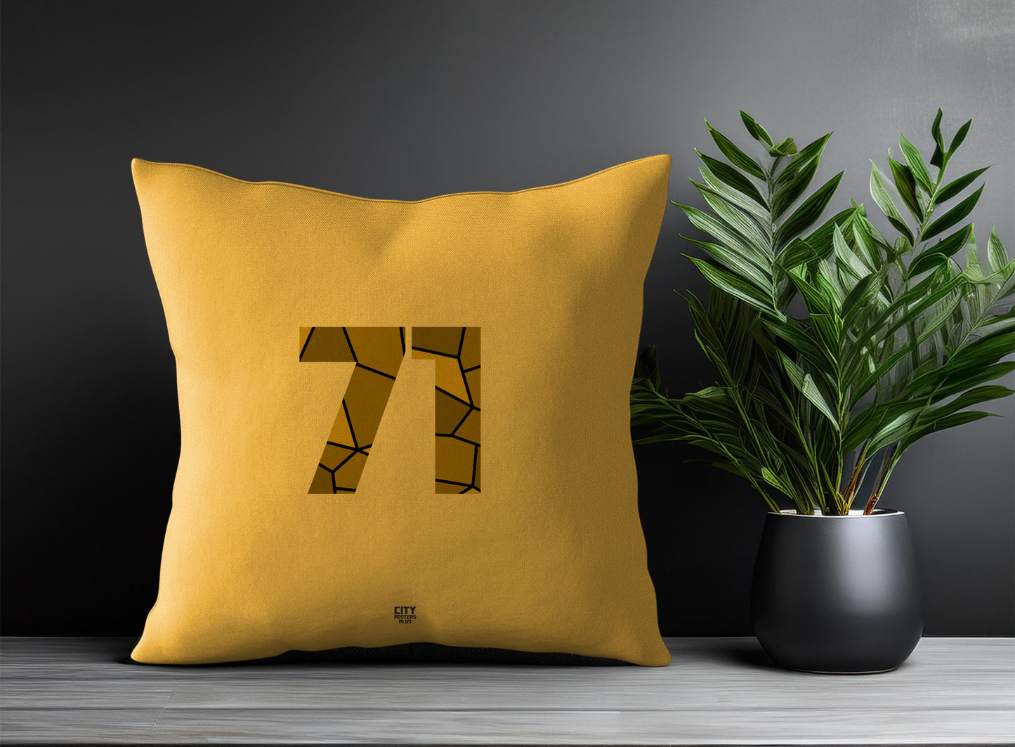 71 Number Pillow Case and Pillow Throw (Golden Yellow)
