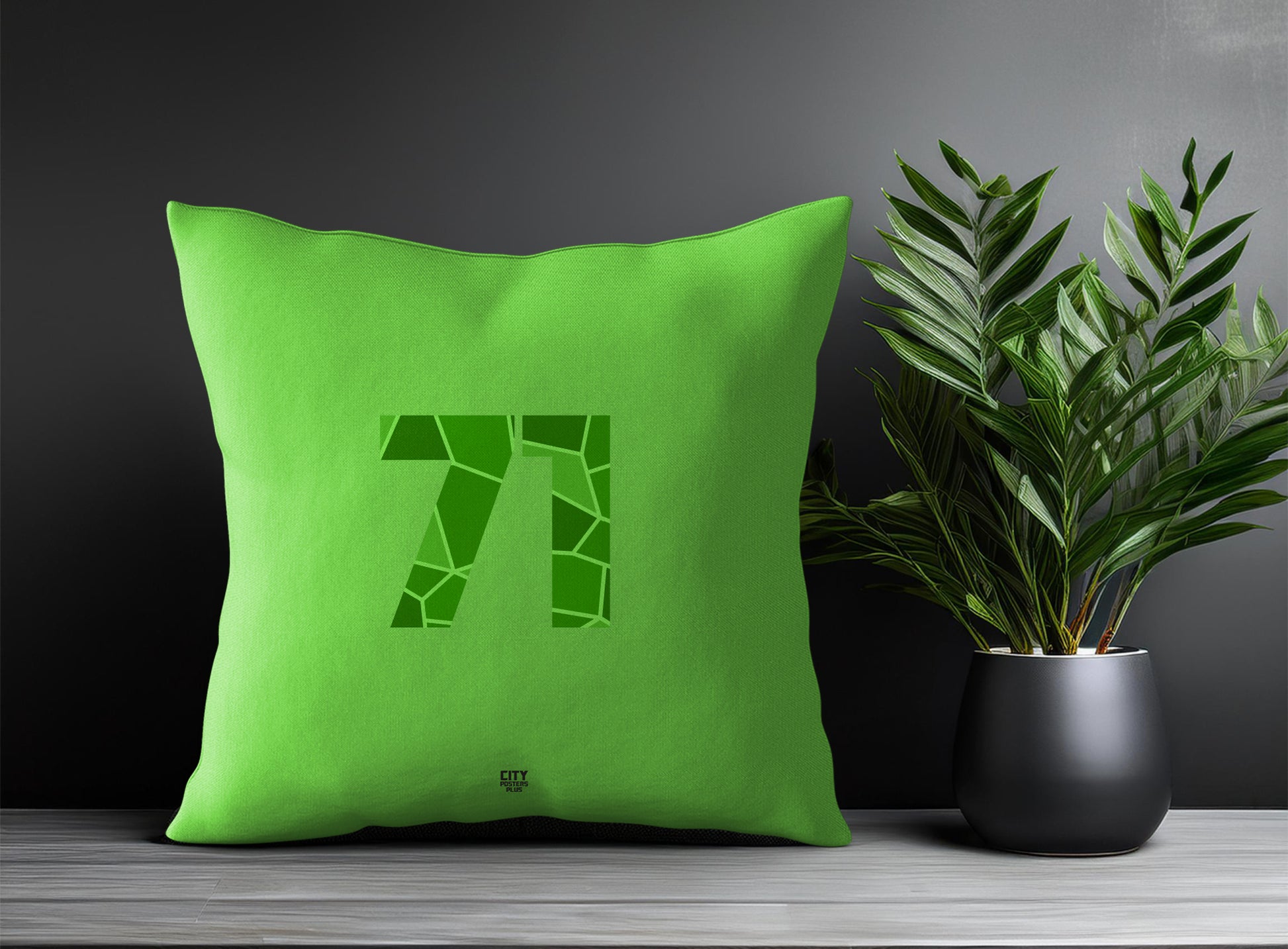 71 Number Pillow Case and Pillow Throw (Liril Green)